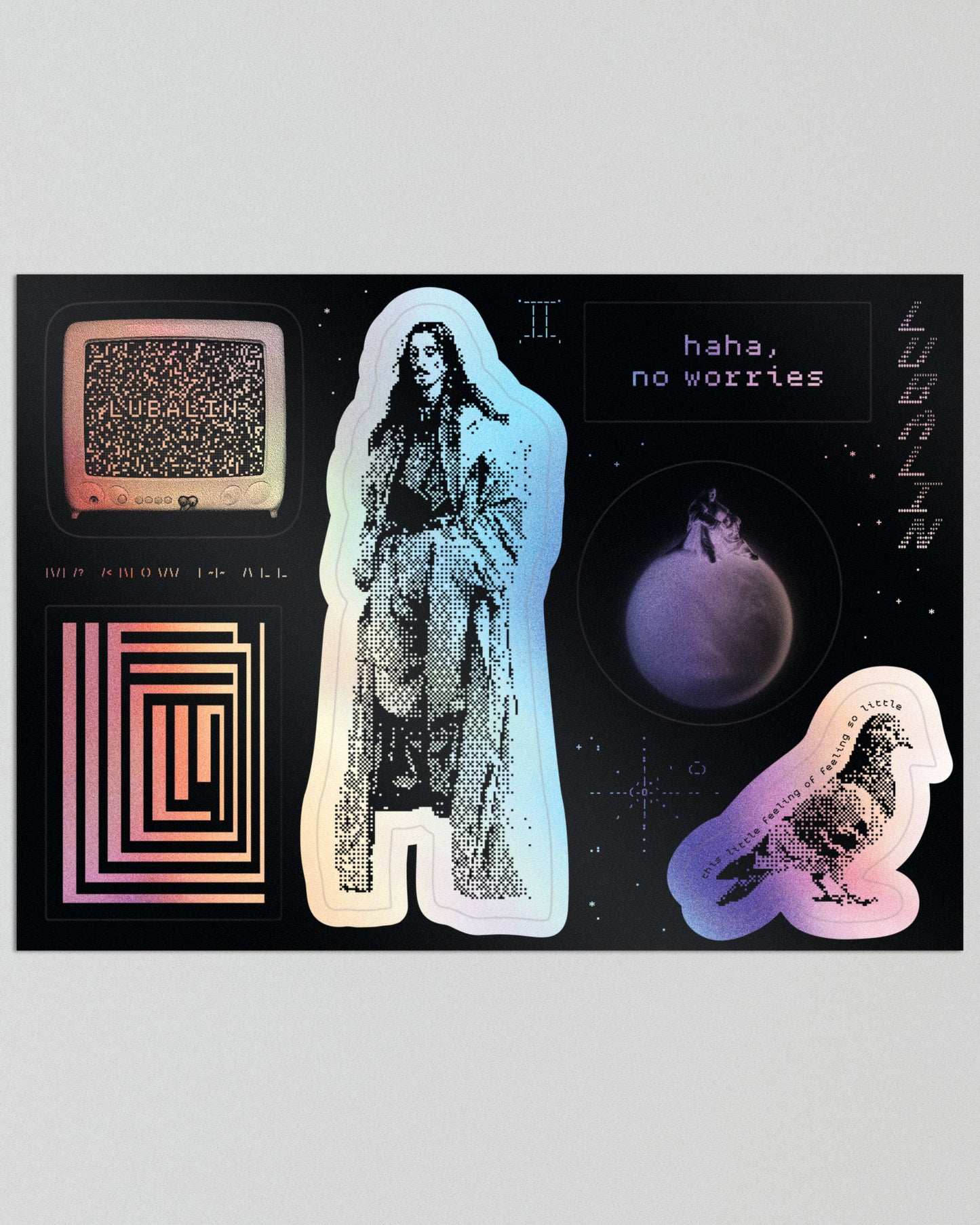 Lubalin iridescent sticker sheet